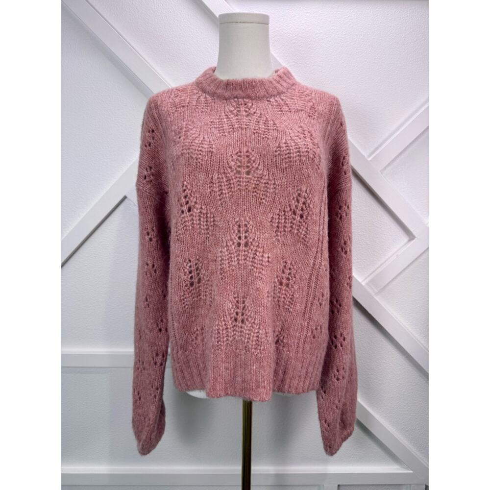 Joie Revolve Lihui Wool Alpaca Sweater in Tulip Balloon Sleeve Pointelle Small - Picture 2 of 11